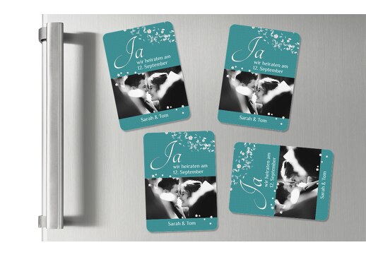 Magnet romantic flower Türkisblaukräftig 55x77mm