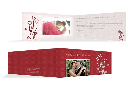 Hochzeit Dankeskarte Liebestraum WeinRot 215x105mm