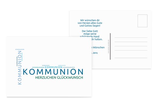 Glückwünsche zur Kommunion Script Türkisdunkel 148x105mm