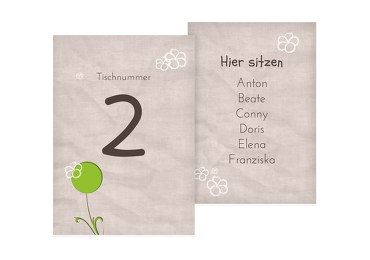 Tischnummer Fantasyflower
