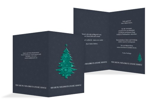 Weihnachtsgrußkarte Baum Türkisblaukräftig 105x148mm