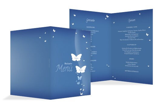 Hochzeit Menükarte Traumpaar KräftigHellMarineblau 148x210mm
