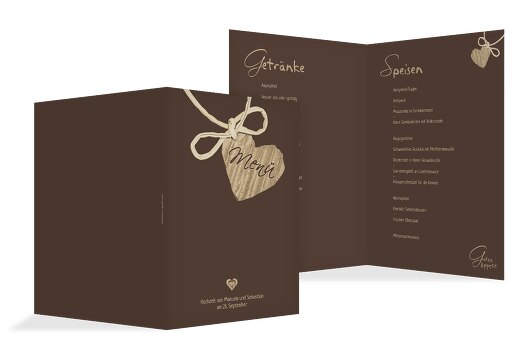 Hochzeit Menükarte natürlich Ja braunmatsch 148x210mm
