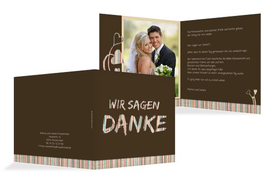 Hochzeit Dankeskarte Wir heiraten braunmatsch 145x145mm