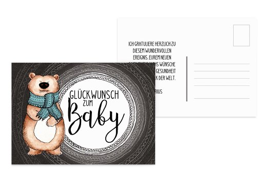 Glückwunschkarte zur Geburt Bär Weiß 148x105mm