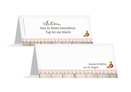 Hochzeit Tischkarte München Rot 100x44mm
