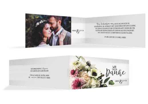 Hochzeit Dankeskarte Bouquet Lilarosa 215x105mm