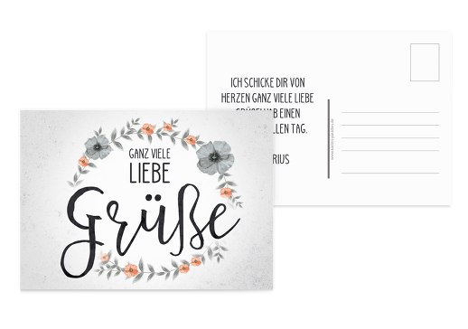 Spruchkarte Liebe Grüße Weiß 148x105mm