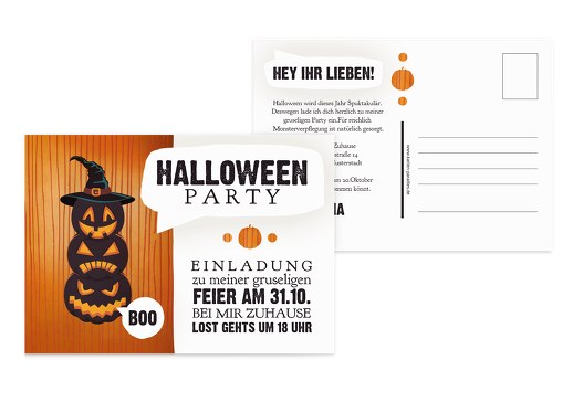 Halloweenkarte Kürbisköpfe Orange 148x105mm