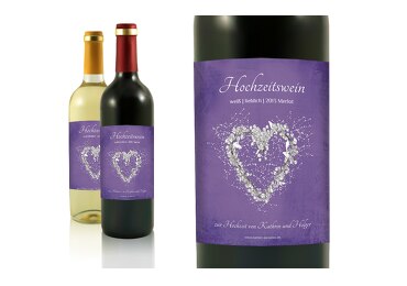 Hochzeit Flaschenetikett glamour heart