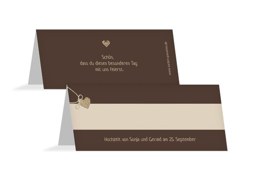 Hochzeit Tischkarte natürlich Ja braunmatsch 100x44mm