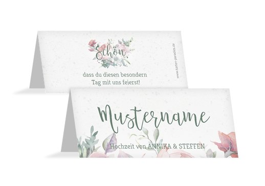 Hochzeit Tischkarte Verträumt DunkelgrauGrün 100x44mm