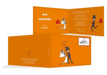 Hochzeit Einladung Comic Brautpaar