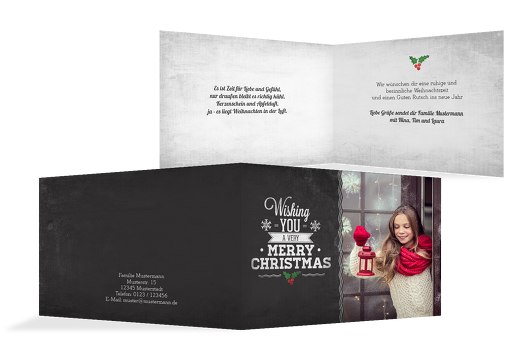 Foto Grußkarte Merry Christmas Schwarz 148x105mm