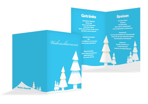 Menükarte Winterlandschaft HellBlau 105x148mm