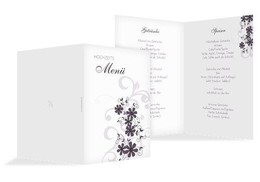 Hochzeit Menükarte Ranke Liladunkel 148x210mm