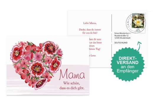 Muttertagskarte Blumenherz Weiß 148x105mm