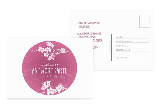 Antwortkarte Cherry Blossom Pinkrosa 148x105mm