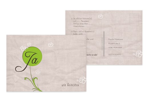 Hochzeit Antwortkarte Fantasyflower Grasgruen 148x105mm
