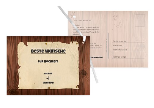 Hochzeit Ballonkarte Steckbrief braunmatsch 148x105mm
