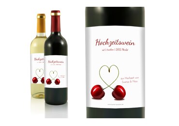 Hochzeit Flaschenetikett Kirsche
