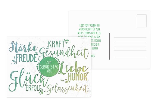 Glückwunschkarte zum Geburtstag Wörter Weiß 148x105mm