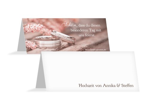 Hochzeit Tischkarte Ringe DunkelMattRot 100x44mm