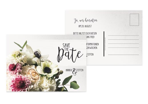 Save-the-Date Bouquet Lilarosa 148x105mm