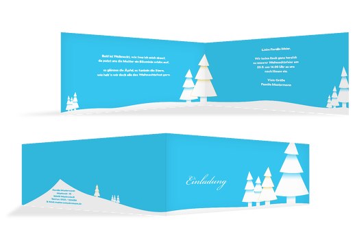 Einladung Winterlandschaft HellBlau 215x105mm