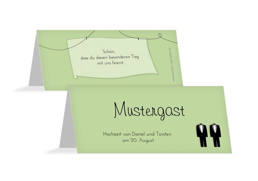 Hochzeit Tischkarte suits MattGrün 100x44mm