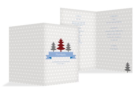 Menükarte Tannenbaum Banner KräftigHellMarineblau 148x210mm