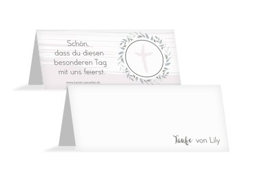 Taufe Tischkarte Kranz