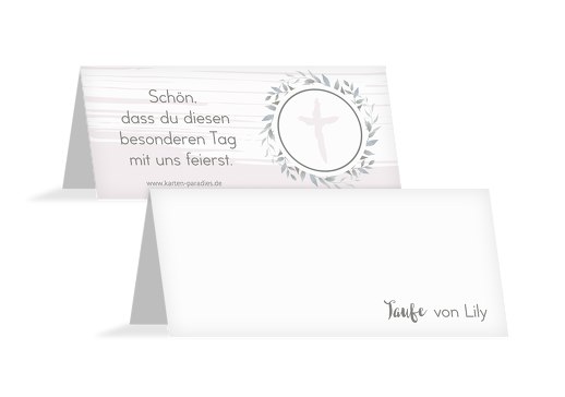 Taufe Tischkarte Kranz Retrogrün 100x44mm