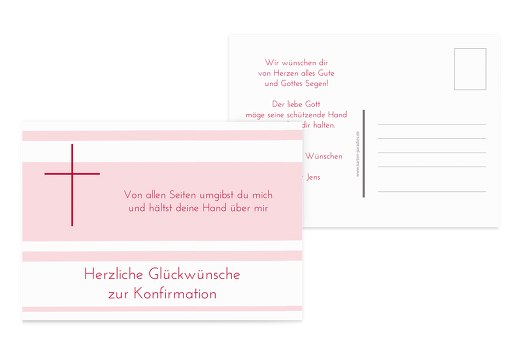 Glückwunschkarte zur Konfirmation Kreuz HellRosa 148x105mm