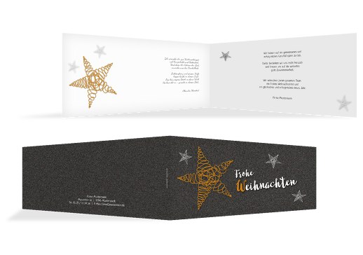 Grußkarte Weihnachten curly star Sonnengelb 215x105mm