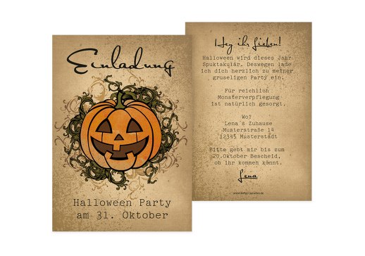 Halloweenkarte Ornament Braun 105x148mm