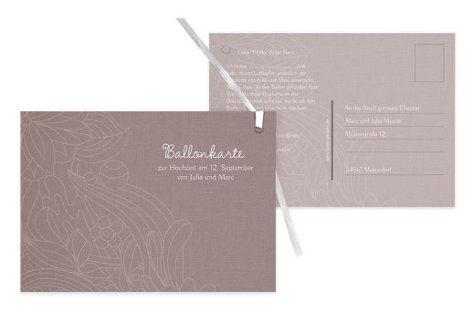 Ballonkarte Vintage Flower HellRotMatt 148x105mm