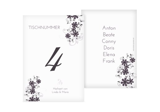 Tischnummer Ranke Liladunkel 105x148mm