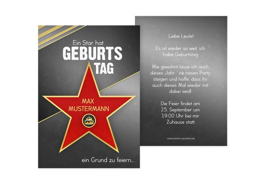 Geburtstagseinladung Stern Rot 105x148mm