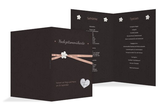 Hochzeit Menükarte sanfte Blüte PastellHellRot 148x210mm