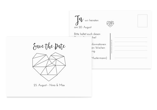 Save-the-Date straight heart Weiß 148x105mm