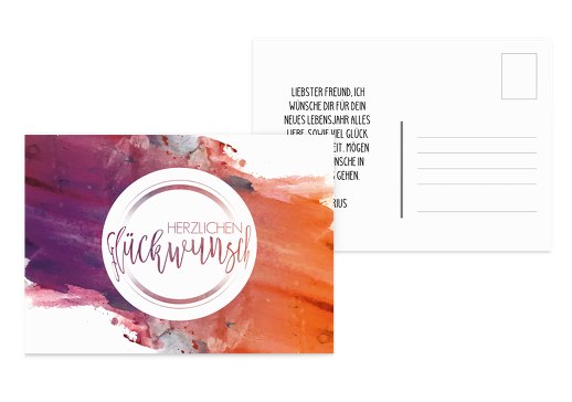 Glückwunschkarte zum Geburtstag Aquarell Weiß 148x105mm