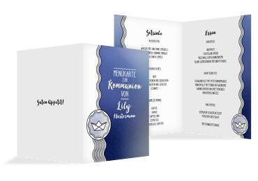 Kommunion Menükarte Schiffahrt