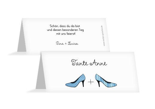 Hochzeit Tischkarte High Heels HellBlau 100x44mm
