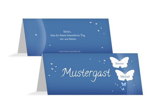 Hochzeit Tischkarte Traumpaar KräftigHellMarineblau 100x44mm