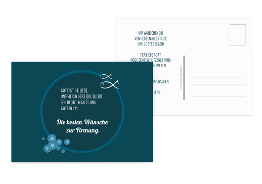 Beste Wünsche zur Firmung Star Türkisdunkel 148x105mm