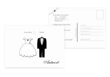 Hochzeit Antwortkarte dress and suit