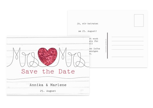 Save-the-Date Mrs&Mrs PinkLeuchtend 148x105mm