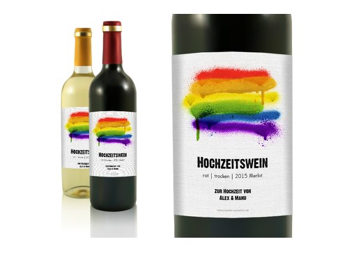 Flaschenetikett Regenbogenliebe Weiß 90x120mm