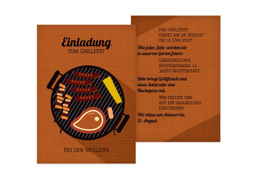 Einladung Sommerfest Grillsaison Orange 105x148mm